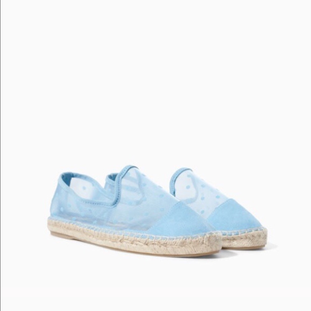 Zara Baby Blue Dot Espadrille Flats